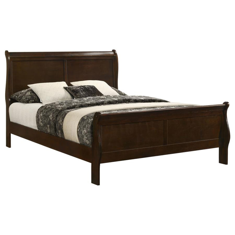 Louis Philippe Wood Queen Sleigh Bed Cappuccino-zoom-