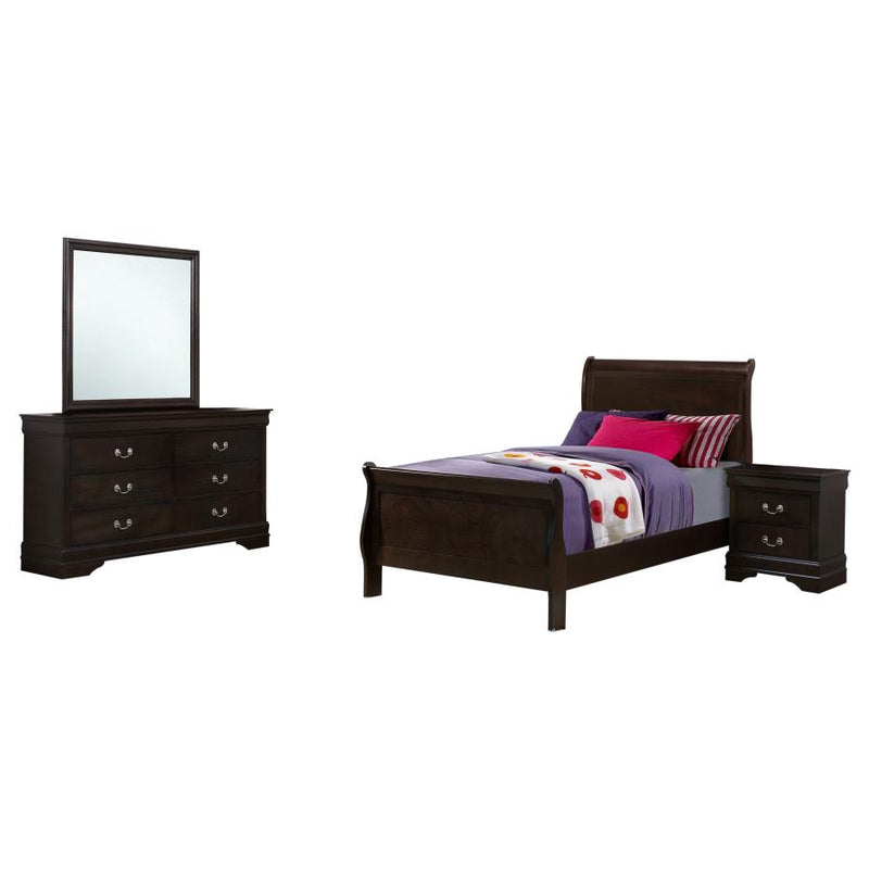 Louis Philippe 4-piece Twin Bedroom Set Cappuccino-zoom-