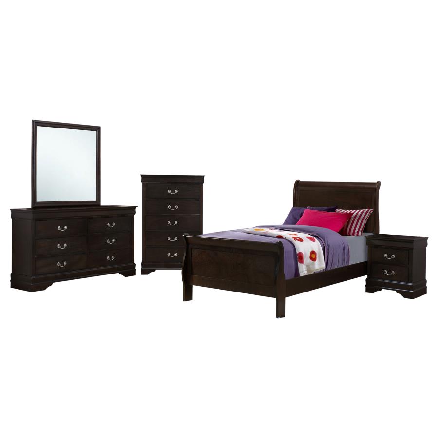 Louis Philippe 5-piece Twin Bedroom Set Cappuccino-zoom-2