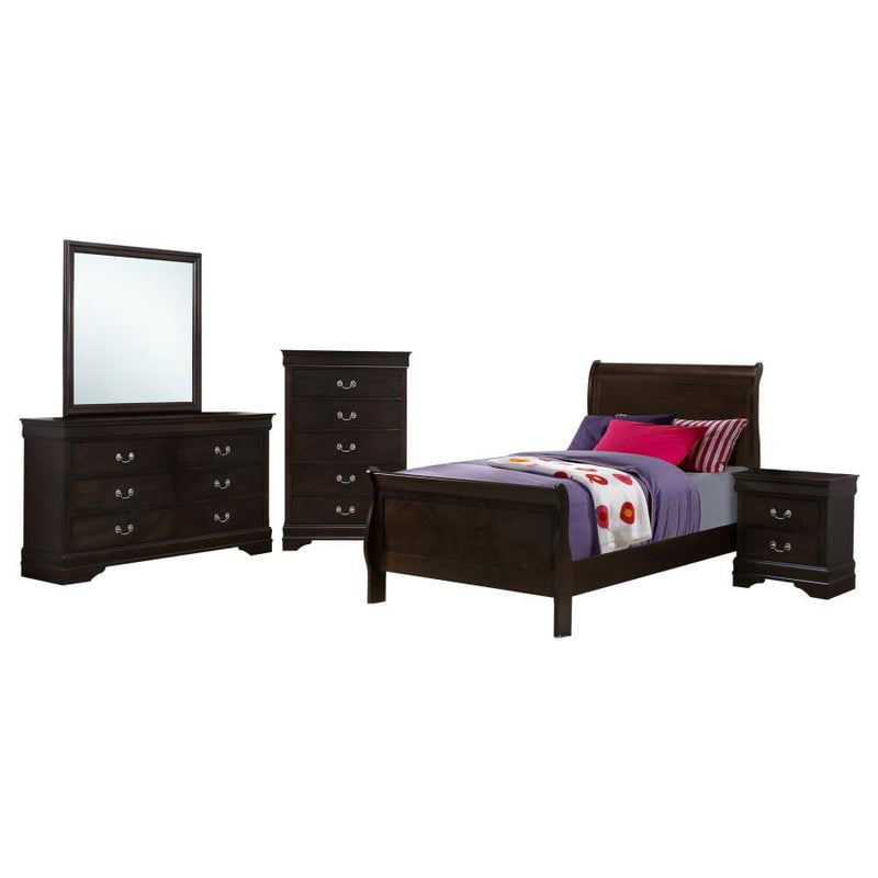 Louis Philippe 5-piece Twin Bedroom Set Cappuccino-zoom-