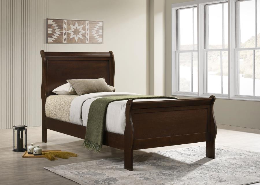 Louis Philippe Wood Twin Sleigh Bed Cappuccino-2
