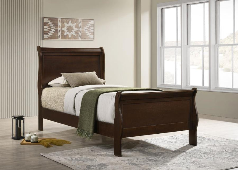 Louis Philippe Wood Twin Sleigh Bed Cappuccino-zoom-