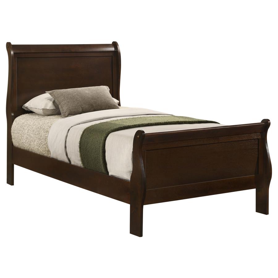 Louis Philippe Wood Twin Sleigh Bed Cappuccino-3
