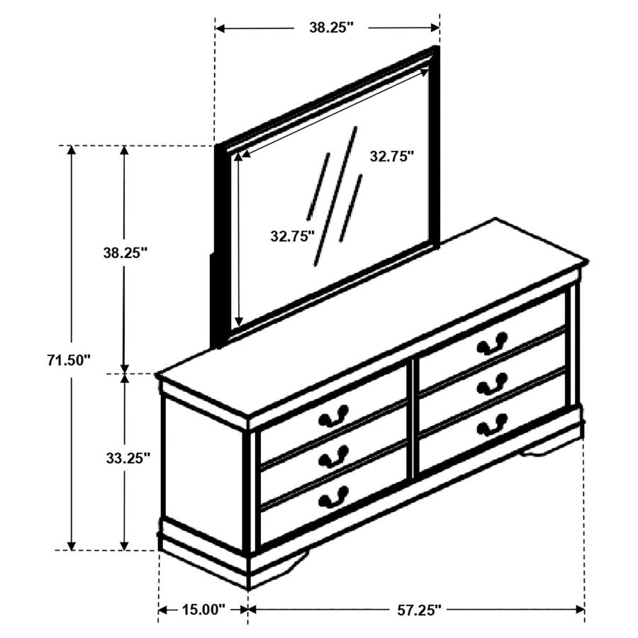 Louis Philippe 6-drawer Dresser with Mirror Cappuccino-11