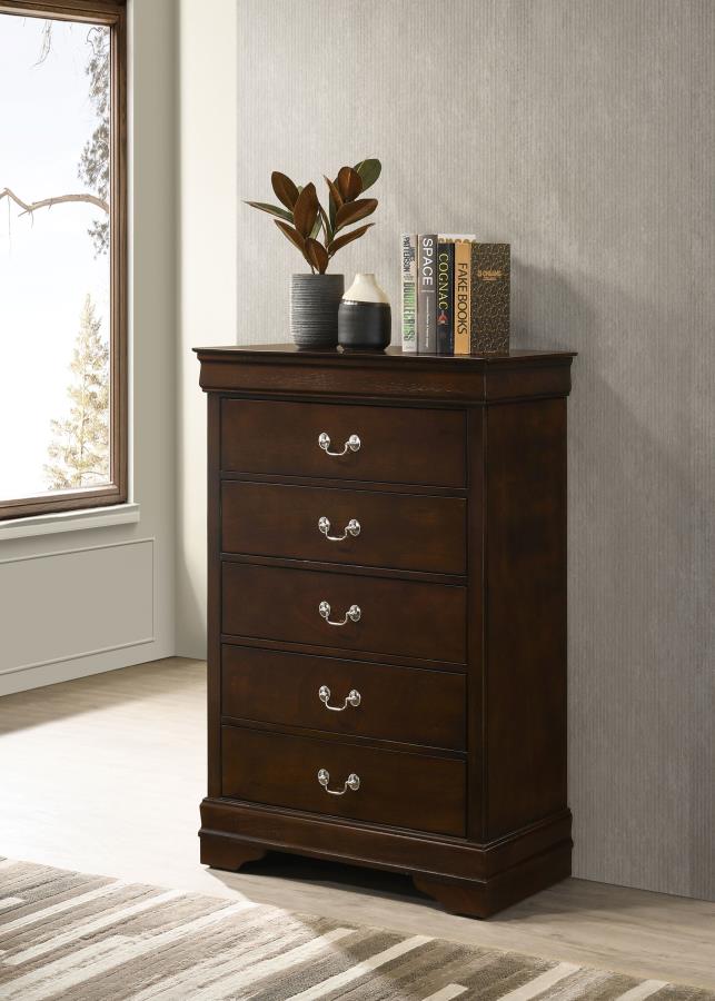 Louis Philippe 5-drawer Bedroom Chest Cappuccino-zoom-