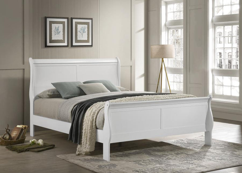 Louis Philippe 47-inch Full Sleigh Panel Bed White-zoom-