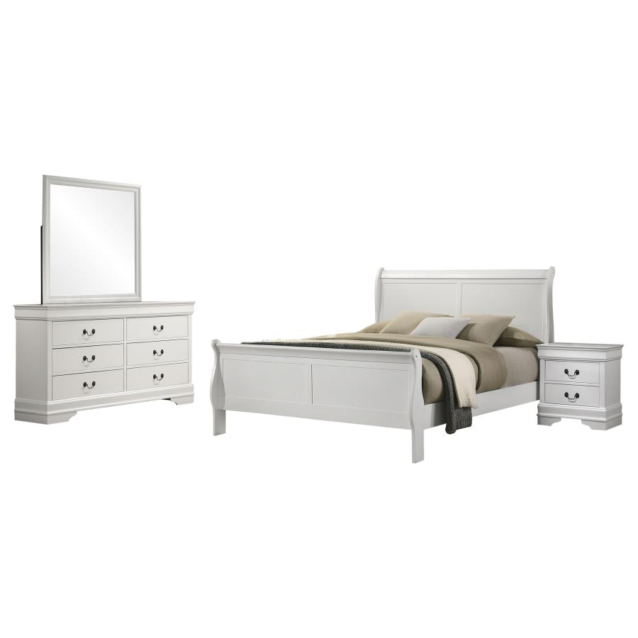 Louis Philippe 4-piece Eastern King Bedroom Set White-2