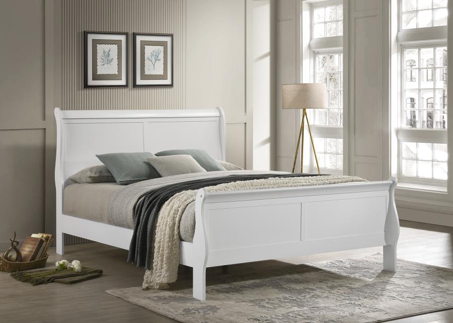 Louis Philippe 47-inch Queen Sleigh Panel Bed White-2
