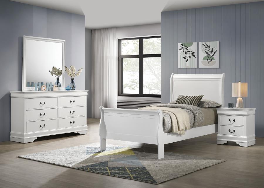 Louis Philippe 4-piece Twin Bedroom Set White-zoom-1