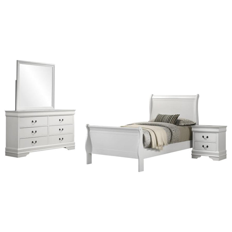 Louis Philippe 4-piece Twin Bedroom Set White-zoom-