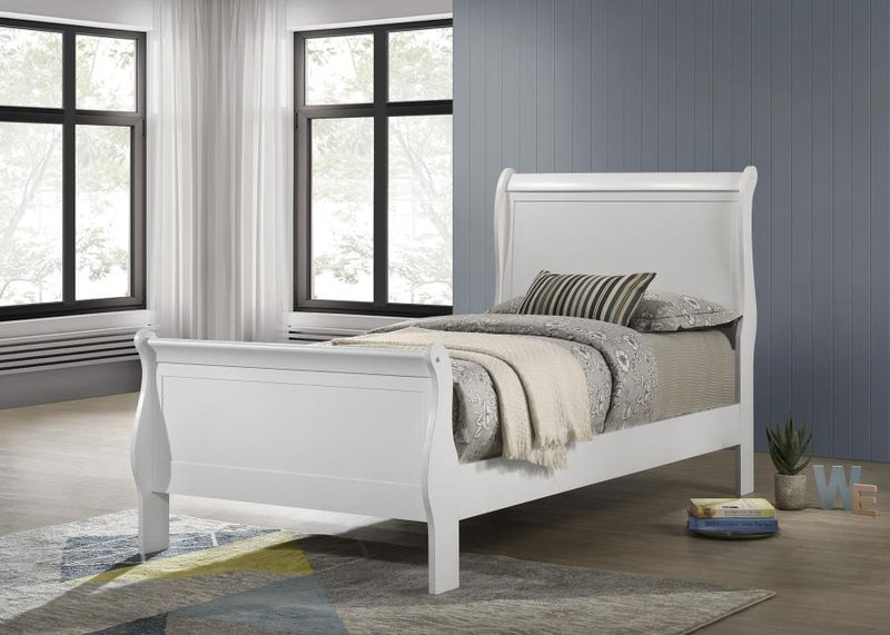 Louis Philippe 47-inch Twin Sleigh Panel Bed White-zoom-