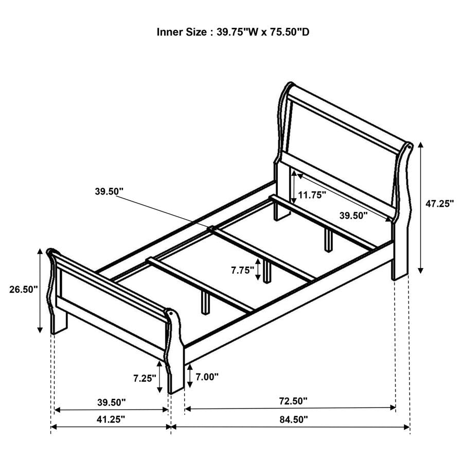 Louis Philippe 47-inch Twin Sleigh Panel Bed White-zoom-6