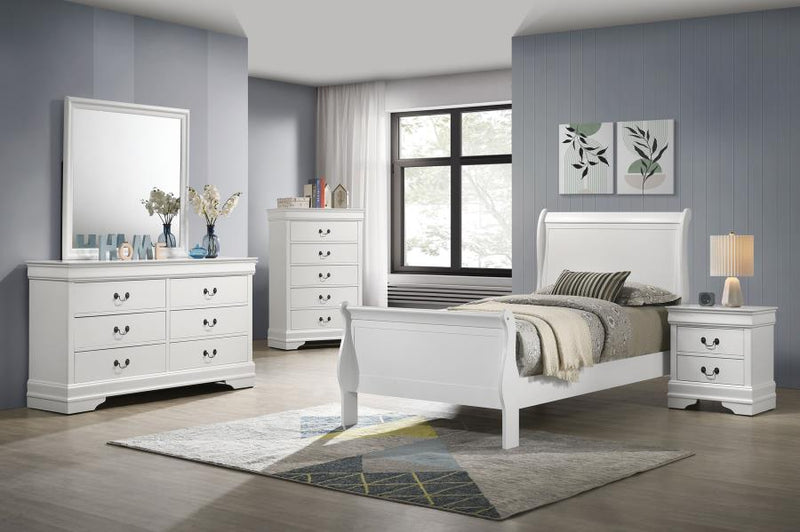 Louis Philippe 47-inch Twin Sleigh Panel Bed White-zoom-