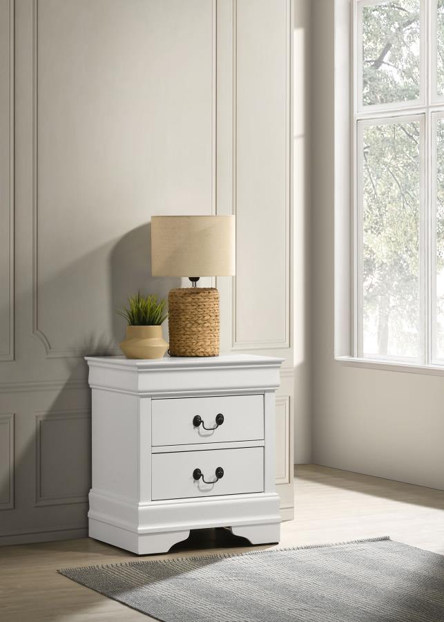 Louis Philippe 2-drawer Nightstand Bedside Table White-zoom-2