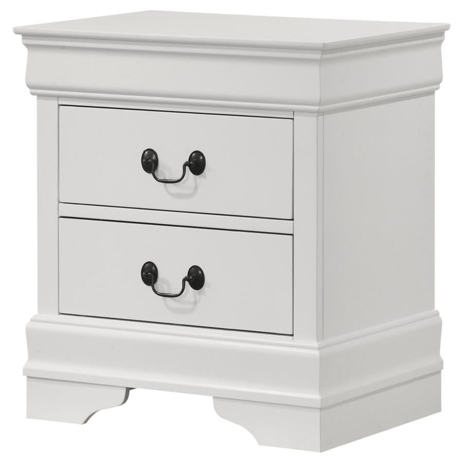 Louis Philippe 2-drawer Nightstand Bedside Table White-4