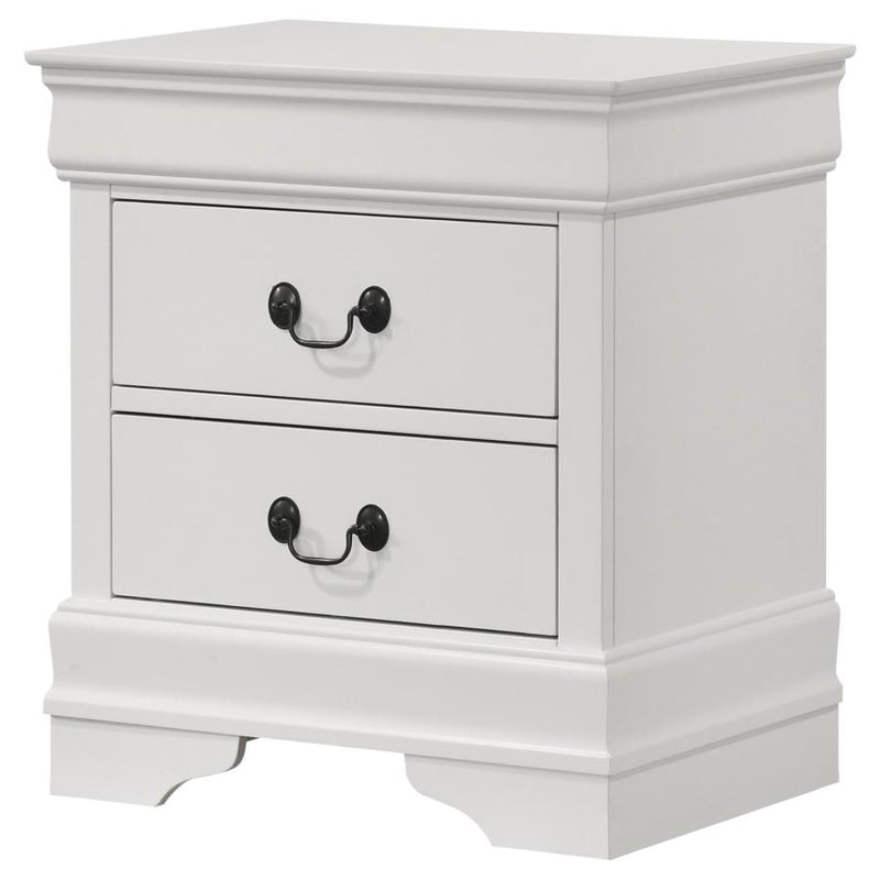 Louis Philippe 2-drawer Nightstand Bedside Table White-zoom-