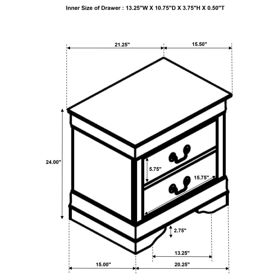 Louis Philippe 2-drawer Nightstand Bedside Table White-zoom-13