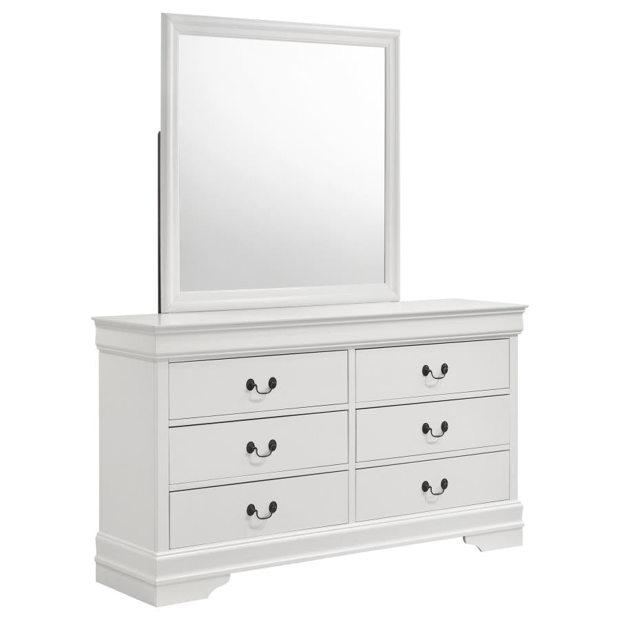 Louis Philippe 6-drawer Dresser and Mirror White-1