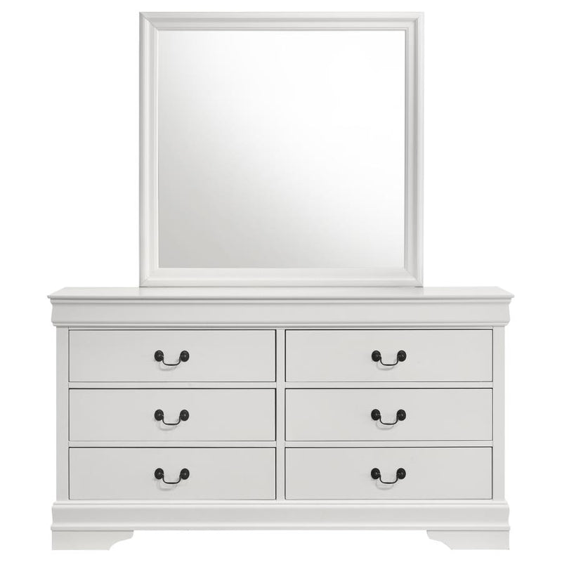 Louis Philippe 6-drawer Dresser and Mirror White-zoom-