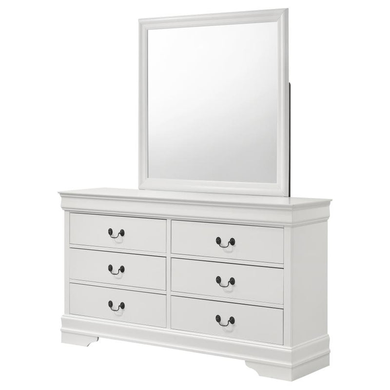 Louis Philippe 6-drawer Dresser and Mirror White-zoom-