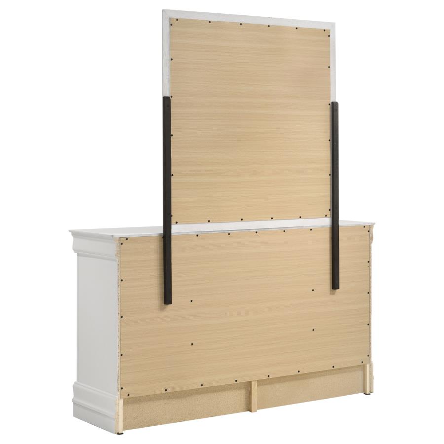 Louis Philippe 6-drawer Dresser and Mirror White-6