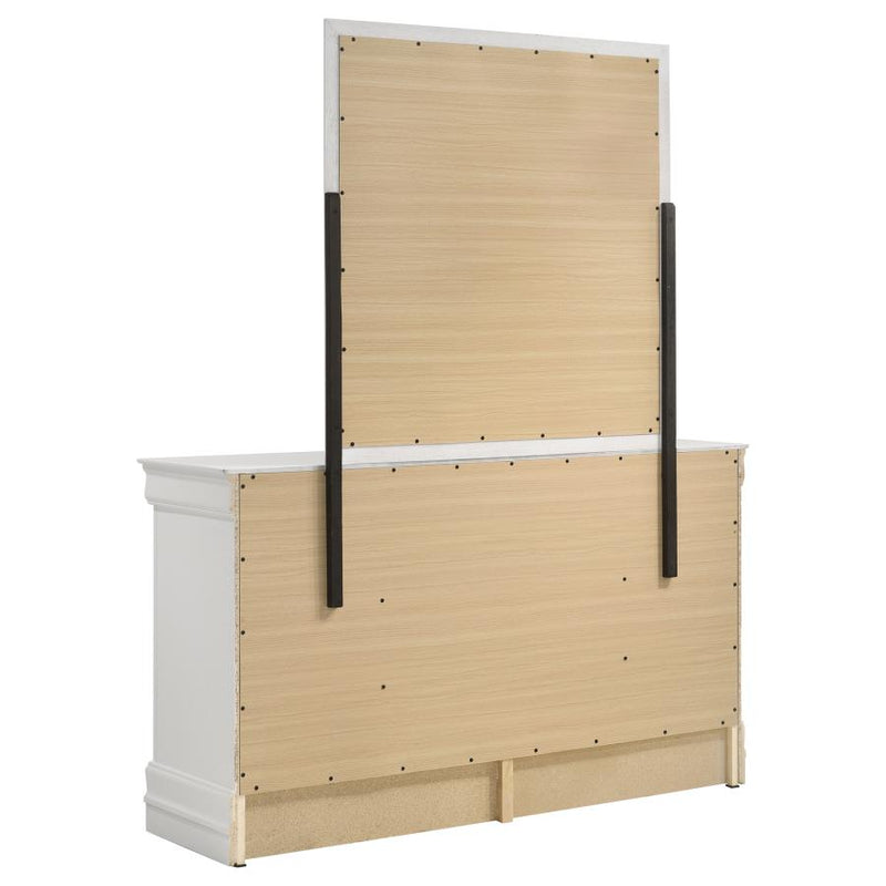 Louis Philippe 6-drawer Dresser and Mirror White-zoom-