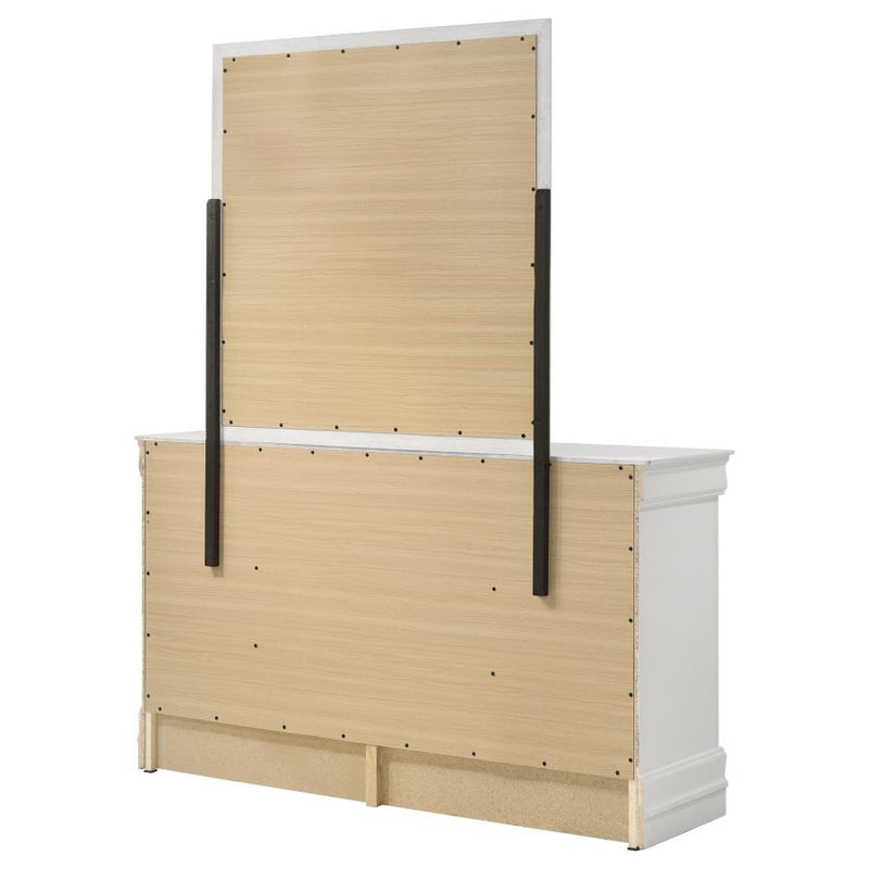 Louis Philippe 6-drawer Dresser and Mirror White-zoom-