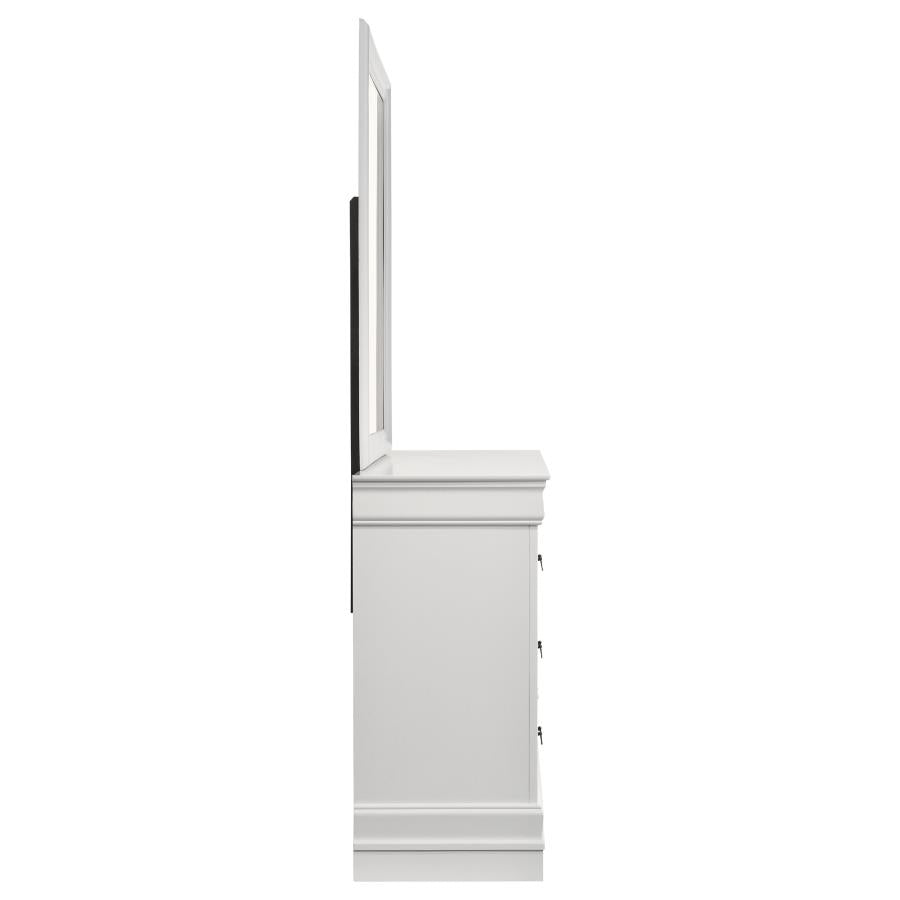 Louis Philippe 6-drawer Dresser and Mirror White-9