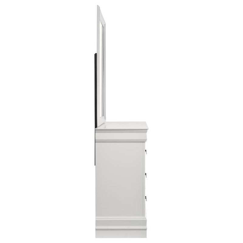 Louis Philippe 6-drawer Dresser and Mirror White-zoom-