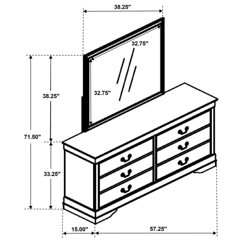 Louis Philippe 6-drawer Dresser and Mirror White-zoom-
