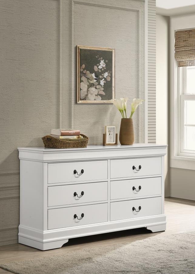 Louis Philippe 6-drawer Dresser White-2