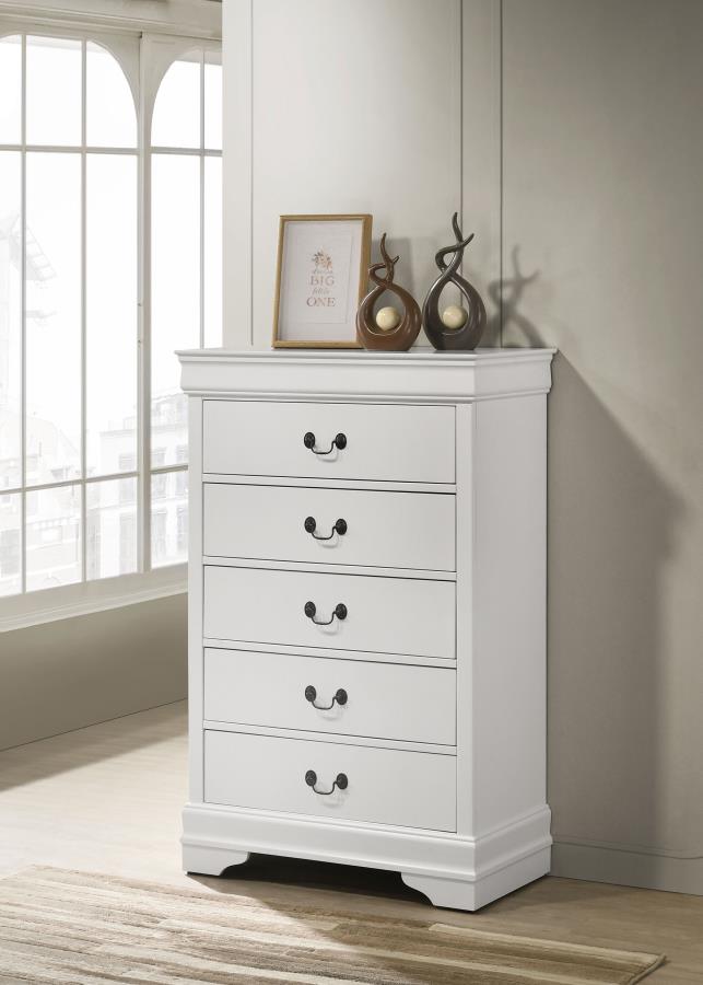 Louis Philippe 5-drawer Bedroom Chest White-zoom-