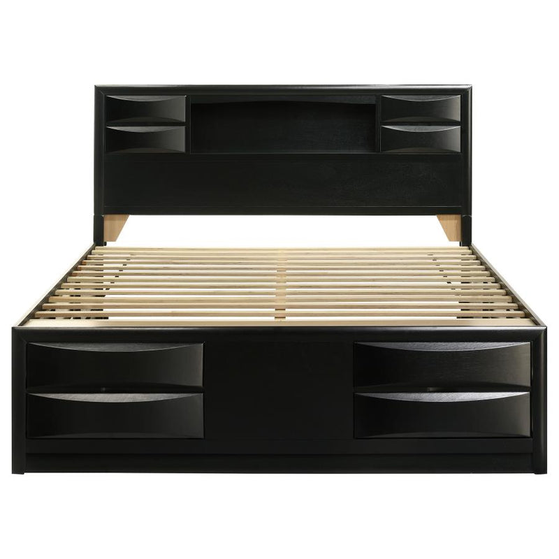 Briana Wood Eastern King Storage Bookcase Bed Black-zoom-