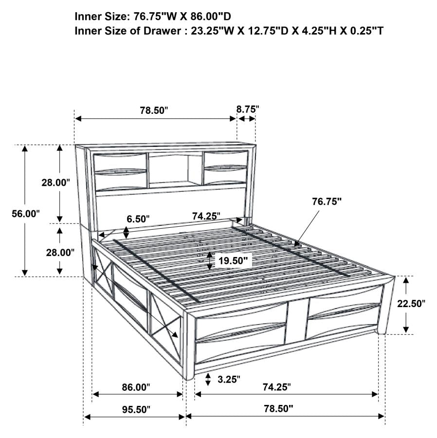 Briana Wood California King Storage Bookcase Bed Black-zoom-9