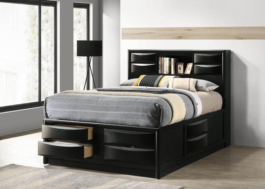 Briana Wood Queen Storage Bookcase Bed Black-zoom-2