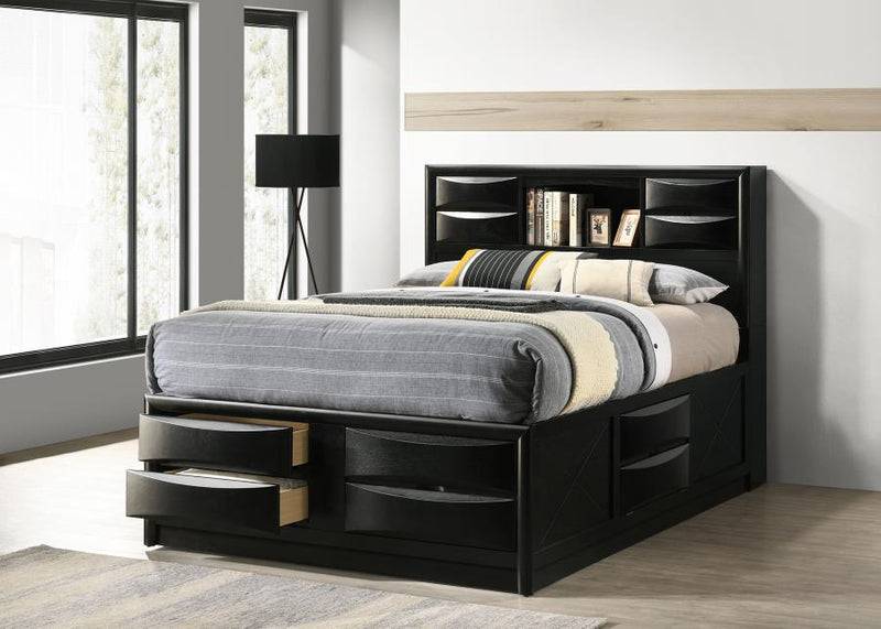 Briana Wood Queen Storage Bookcase Bed Black-zoom-