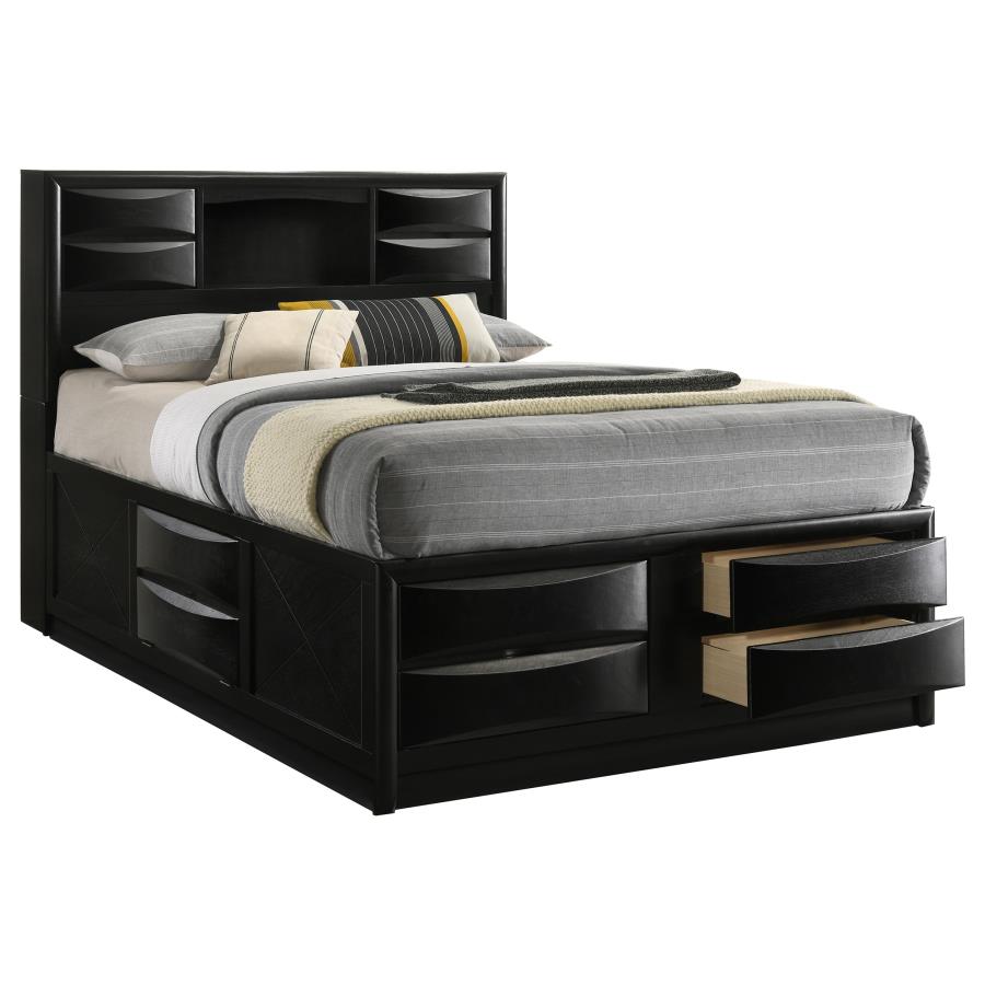 Briana Wood Queen Storage Bookcase Bed Black-zoom-3
