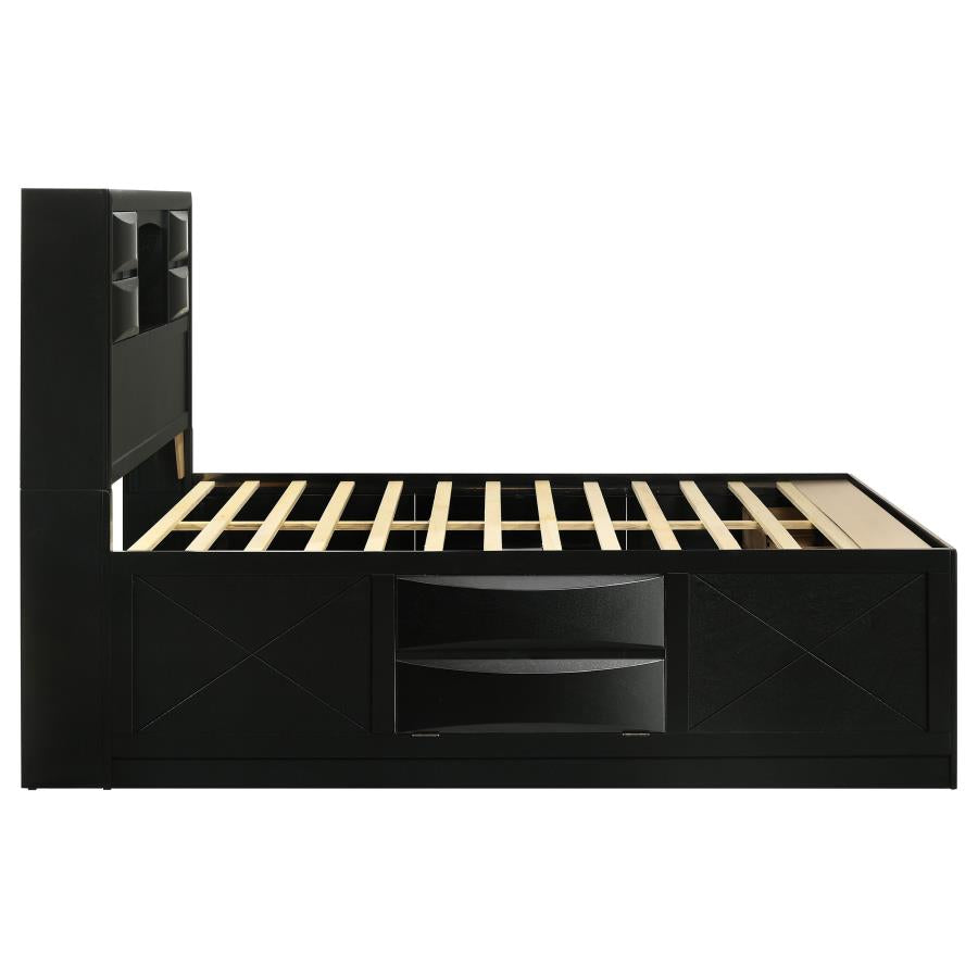 Briana Wood Queen Storage Bookcase Bed Black-zoom-6