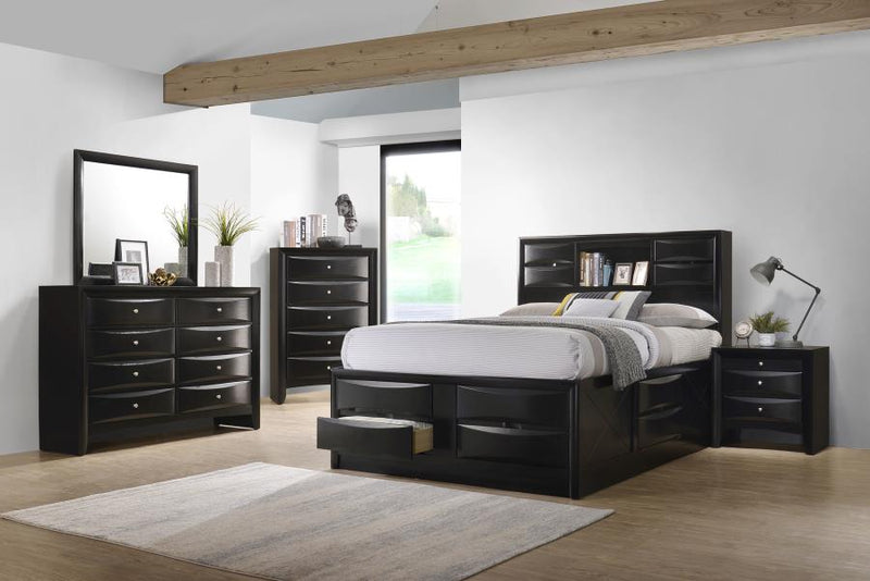 Briana Wood Queen Storage Bookcase Bed Black-zoom-