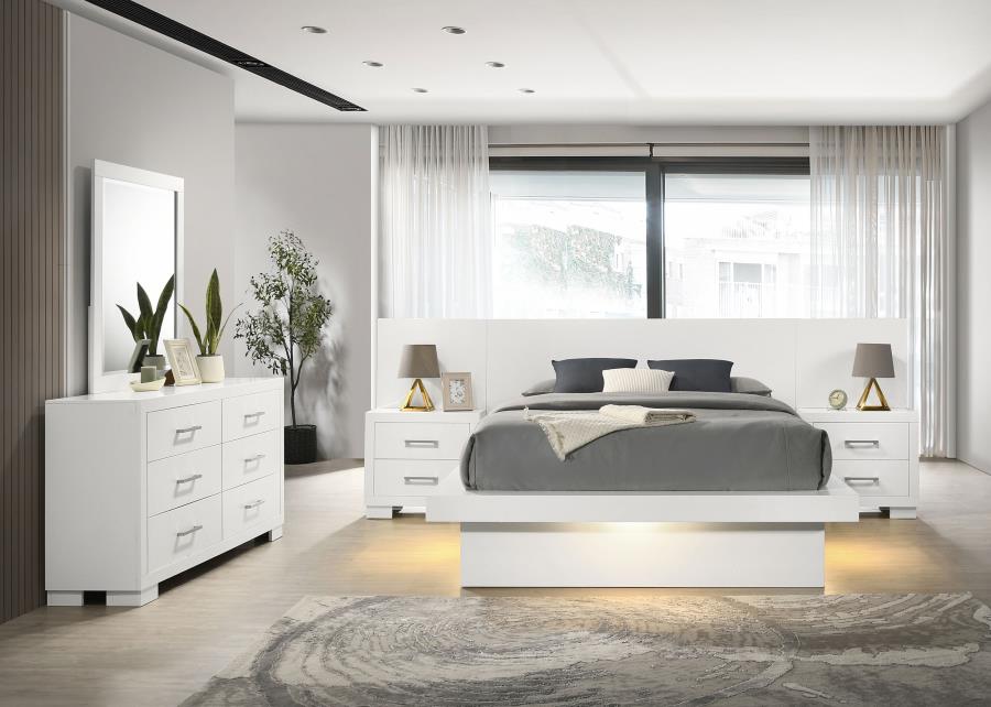 Jessica 5-piece Eastern King LED Bedroom Set Snow White-zoom-1