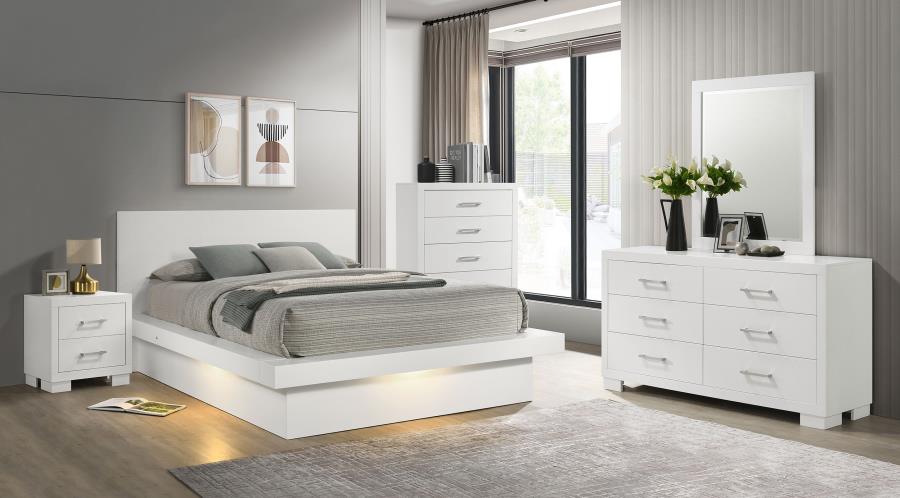 Jessica 5-piece Eastern King LED Bedroom Set Snow White-zoom-1