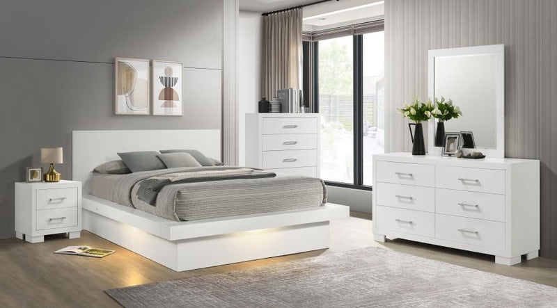 Jessica 5-piece Queen LED Bedroom Set Snow White-zoom-