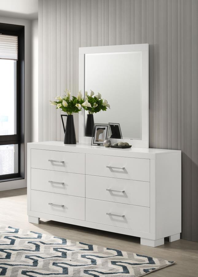 Jessica 6-drawer Dresser with Mirror Snow White-zoom-