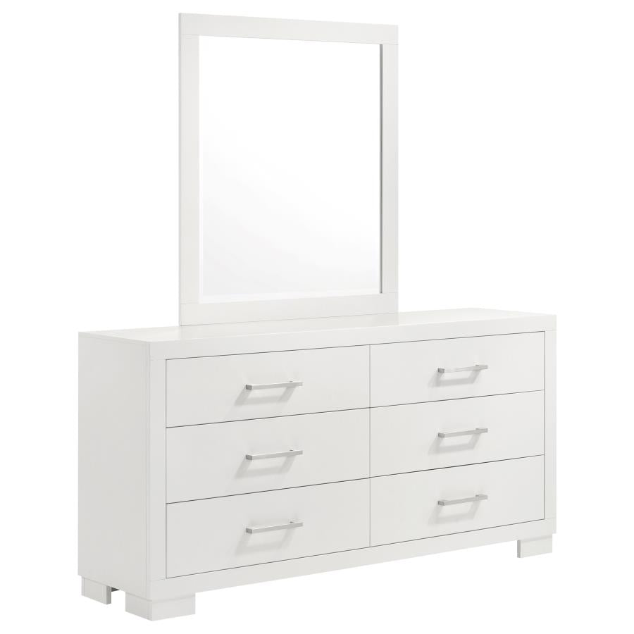 Jessica 6-drawer Dresser with Mirror Snow White-1