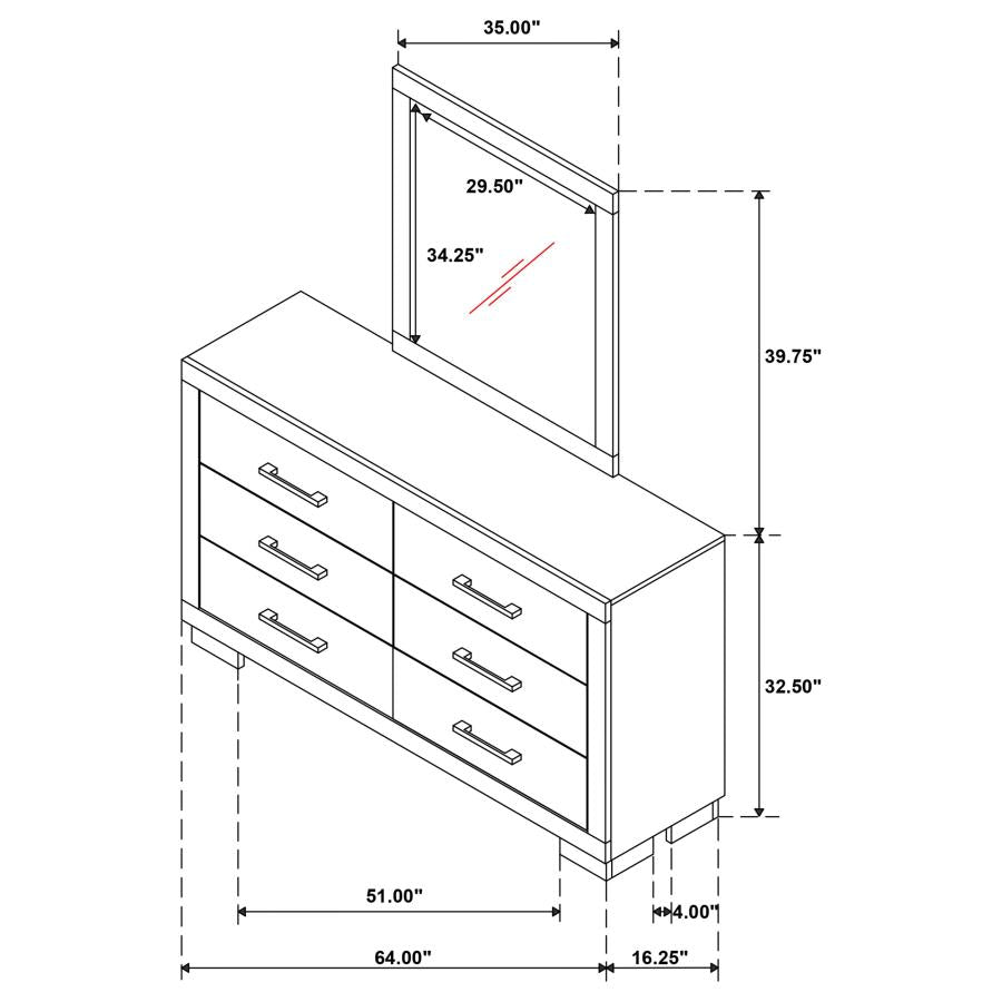 Jessica 6-drawer Dresser with Mirror Snow White-zoom-12