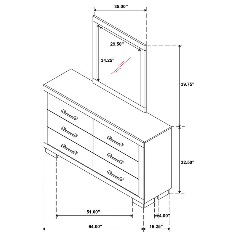 Jessica 6-drawer Dresser with Mirror Snow White-zoom-