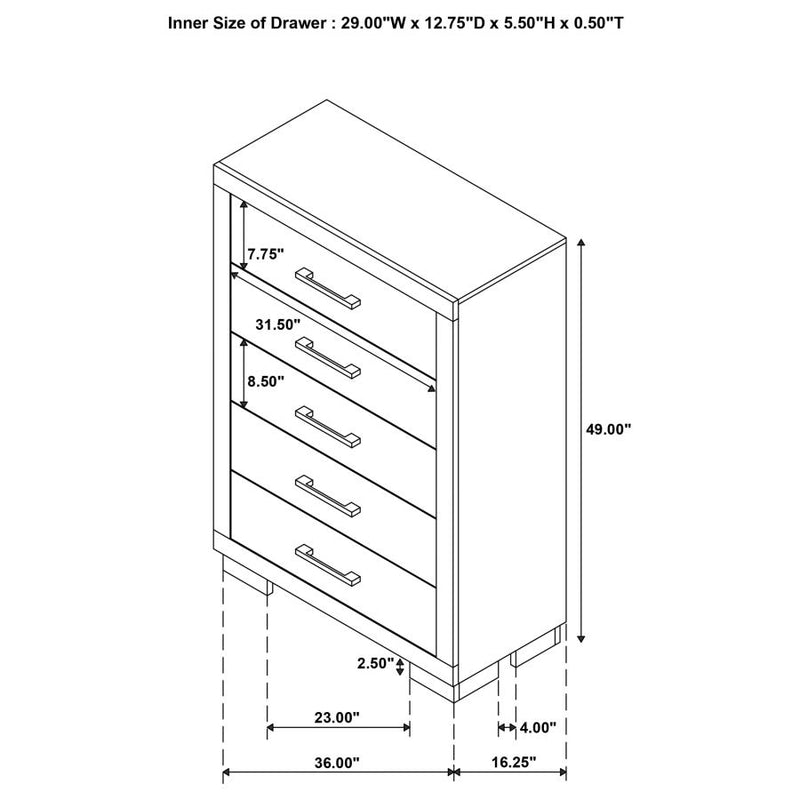 Jessica 5-drawer Bedroom Chest Snow White-zoom-