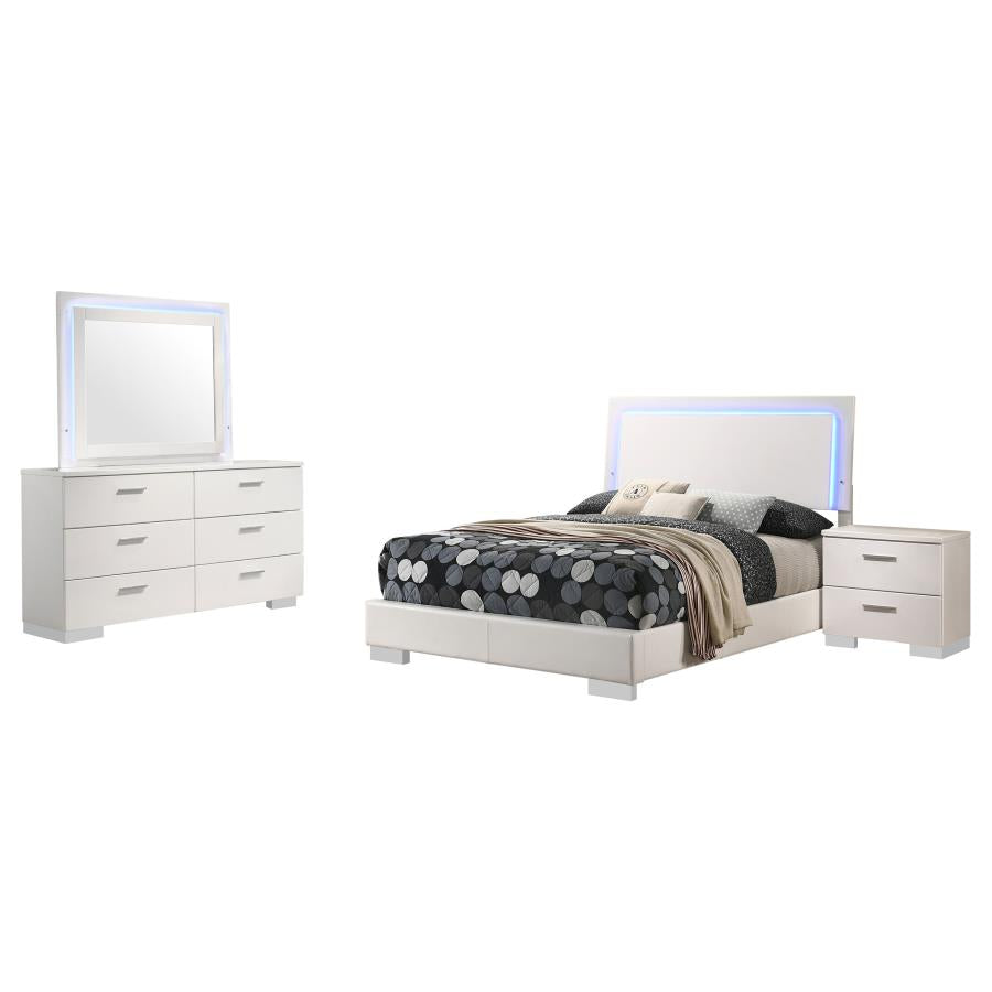 Felicity 4-piece Full Bedroom Set White High Gloss-zoom-2