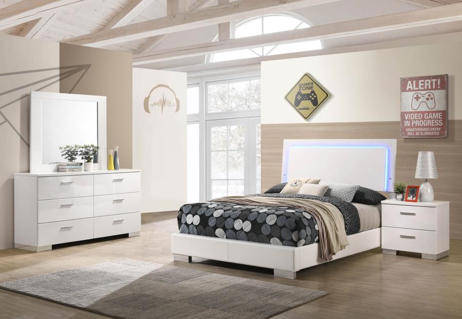 Felicity 4-piece Full Bedroom Set White High Gloss-zoom-1