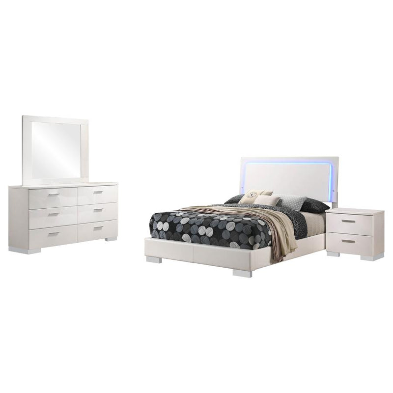 Felicity 4-piece Full Bedroom Set White High Gloss-zoom-